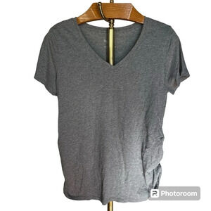 ISABEL ~ Maternity v-neck grey soft cotton tee
